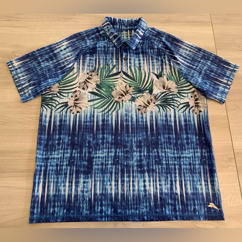 Tommy‎ Bahama Polo Shirt Island Zone Tidepool Royale Men Large Palace Blue 2XL
